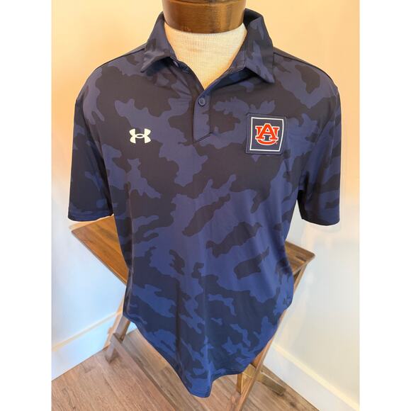 Under Armour Men’s Auburn University Blue Camo Print Polo Size Large - Picture 1 of 4